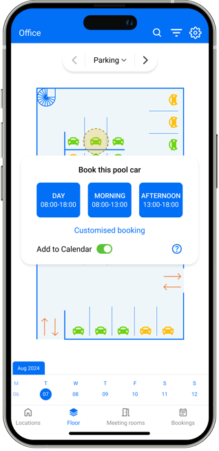 Choose the date and time you'll need the car for.