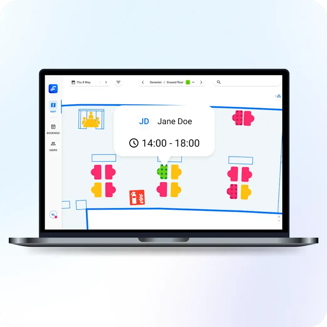 Easily see desks that have been booked for part of the day