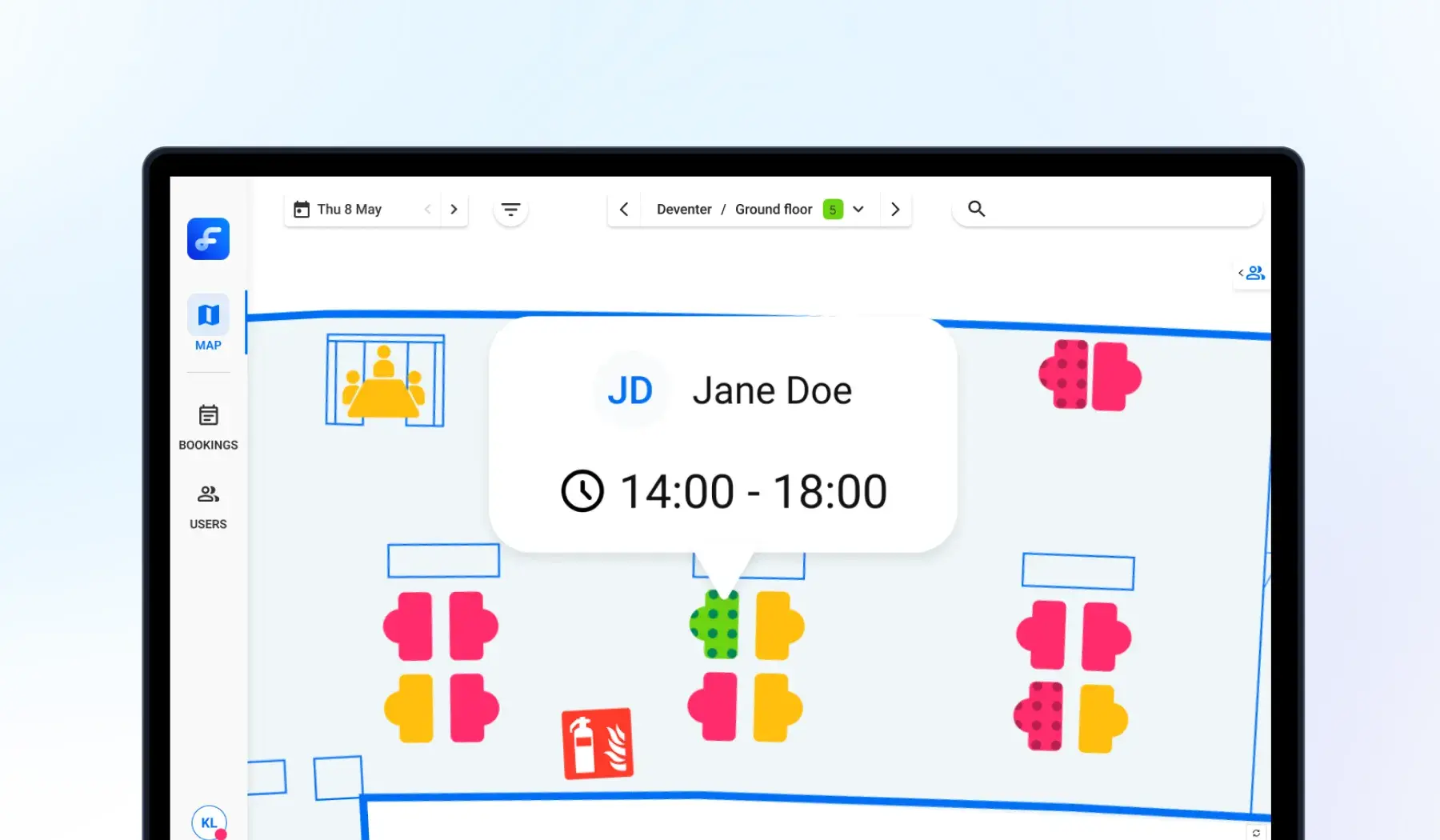 Easily see desks that have been booked for part of the day
