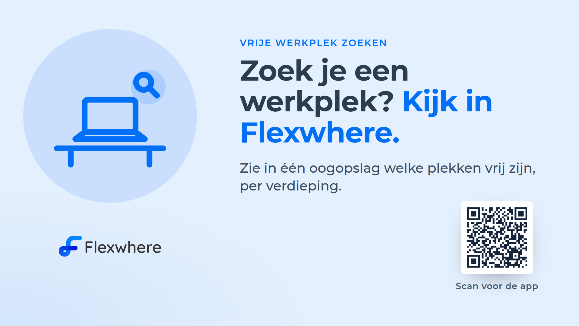 Voorbeeld van een Flexwhere-slide op een narrowcasting-scherm